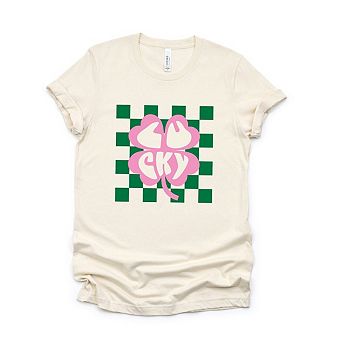 Lucky Clover Checkered Short Sleeve Graphic Tee