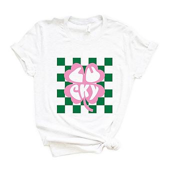 Lucky Clover Checkered Short Sleeve Graphic Tee