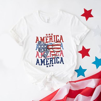 America Wave Stacked Coquette - Women's Short Sleeve Graphic T-Shirt