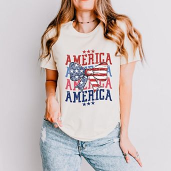 America Wave Stacked Coquette - Women's Short Sleeve Graphic T-Shirt
