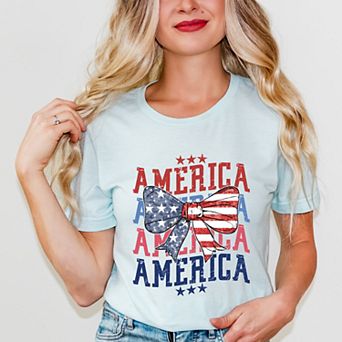 America Wave Stacked Coquette - Women's Short Sleeve Graphic T-Shirt