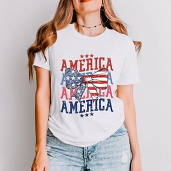 America Wave Stacked Coquette - Women's Short Sleeve Graphic T-Shirt
