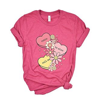 Retro Valentine Hearts Short Sleeve Graphic Tee