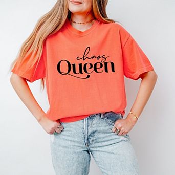 Chaos Queen - Women's Garment Dyed Graphic T-Shirt