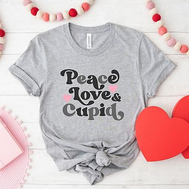 Peace Love And Cupid Short Sleeve Graphic Tee
