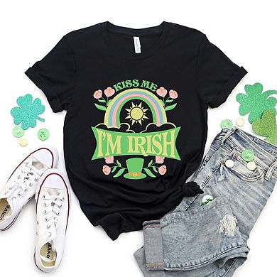 Kiss Me I'm Irish Rainbow Short Sleeve Graphic Tee
