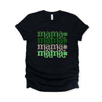 Lucky Mama Plaid and Leopard Stacked Short Sleeve Graphic Tee