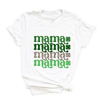 Lucky Mama Plaid and Leopard Stacked Short Sleeve Graphic Tee