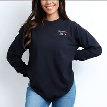 Simply Sage Market Embroidered Rome Italy Stars Garment Dyed Long Sleeve