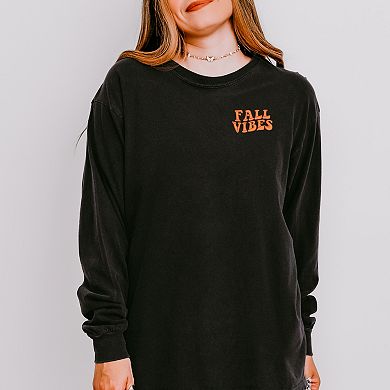 Simply Sage Market Embroidered Fall Vibes Retro Garment Dyed Long Sleeve