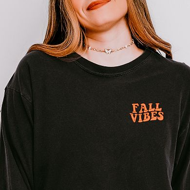 Simply Sage Market Embroidered Fall Vibes Retro Garment Dyed Long Sleeve