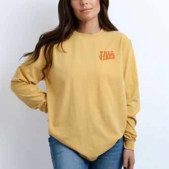 Simply Sage Market Embroidered Fall Vibes Retro Garment Dyed Long Sleeve