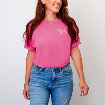 Embroidered Park City Stars - Women's Garment Dyed Graphic T-Shirt
