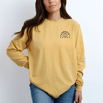 Simply Sage Market Embroidered Pumpkin Season Pumpkin Garment Dyed Long Sleeve