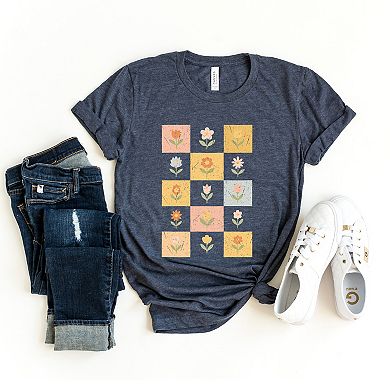 Simply Sage Market Checkered Floral Chart Short Sleeve Tee