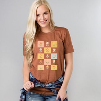 Simply Sage Market Checkered Floral Chart Short Sleeve Tee