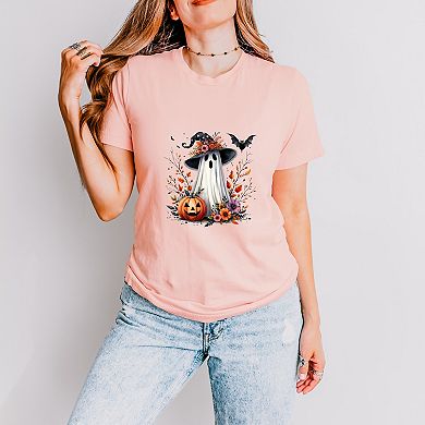 Spooky Ghost Black Hat - Women's Short Sleeve Graphic T-Shirt