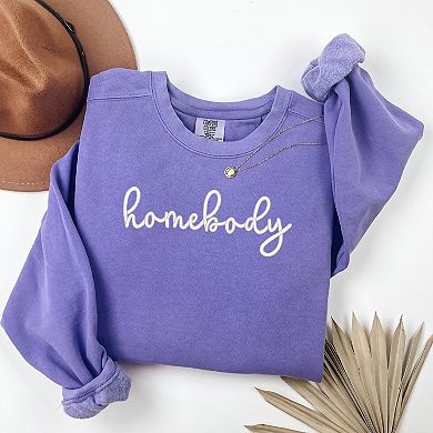 Simply Sage Market Embroidered Homebody Cursive Garment Dyed Sweatshirt