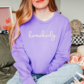 Simply Sage Market Embroidered Homebody Cursive Garment Dyed Sweatshirt