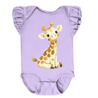 The Juniper Shop Watercolor Giraffe Flutter Sleeve Bodysuit