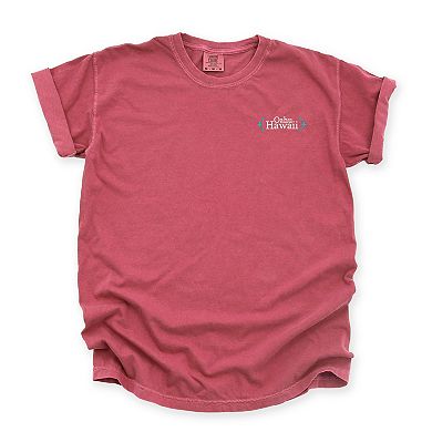 Embroidered Oahu Hawaii Stars - Women's Garment Dyed Graphic T-Shirt