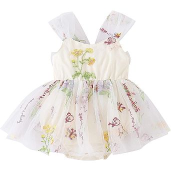 Baby Girls Cream Spring Floral Romper