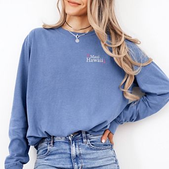 Simply Sage Market Embroidered Maui Hawaii Stars Garment Dyed Long Sleeve