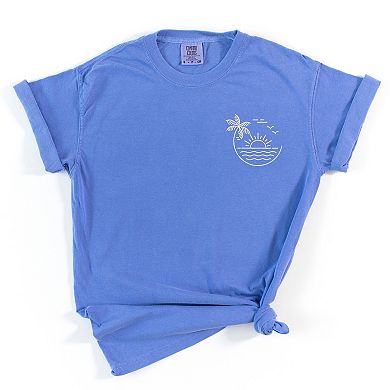 Embroidered Beach Sunset 2XL Bright Salmon