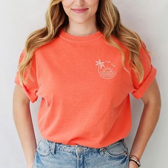 Embroidered Beach Sunset 2XL Bright Salmon