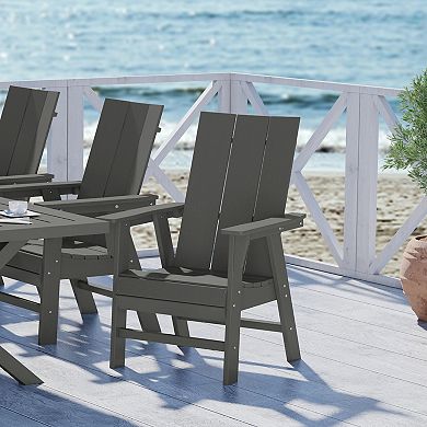 Outdoor Patio HDPE Plastic Modern Adirondack Dining Chair