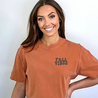 Simply Sage Market Embroidered Fall Vibes Retro Garment Dyed Tee