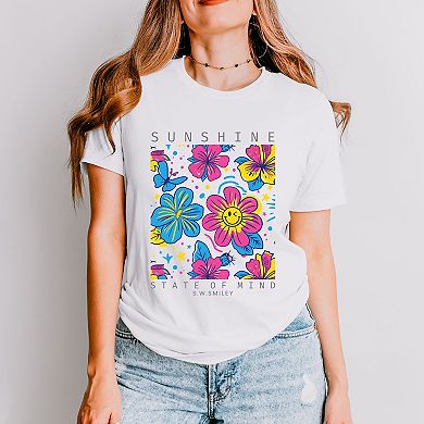 S.W.Smiley Sunshine State of Mind Floral - Women's Short Sleeve Graphic T-Shirt