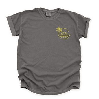 Simply Sage Market Embroidered Beach Sunset Garment Dyed Tee