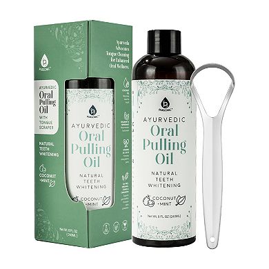 Pursonic Ayurvedic Oral Pulling Oil Bundle 3-Pack with Tongue Scrapers for Natural Teeth Whitening