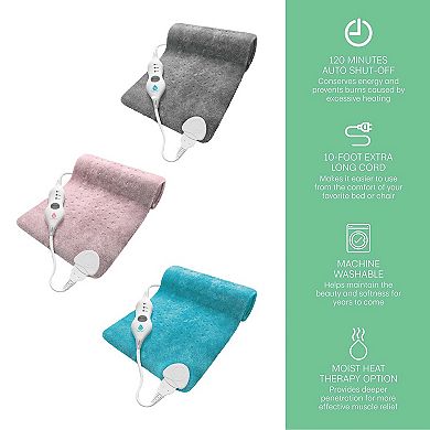 Pursonic Comfort Trio Heating Pad Set Teal, Pink & Gray