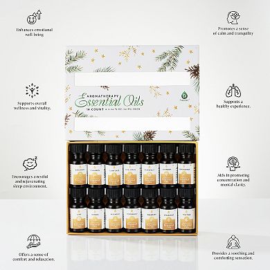 Pursonic Essential Oils Christmas Gift Set 14-Piece Aromatherapy Collection