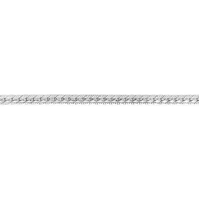 PRIMROSE Plated Cubic Zirconia Accented Diamond Cut Herringbone Chain Bracelet