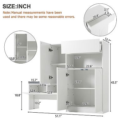 Merax Elegant 2-in-1 Shoe Cabinets with Soft Cushion, Modern Storage Bench