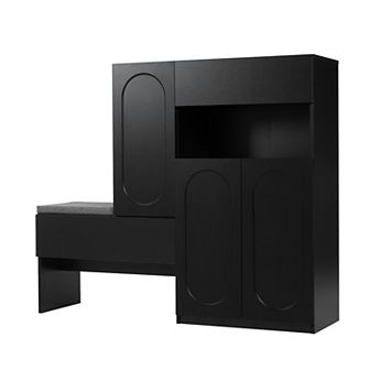 Merax Elegant 2-in-1 Shoe Cabinets with Soft Cushion, Modern Storage Bench