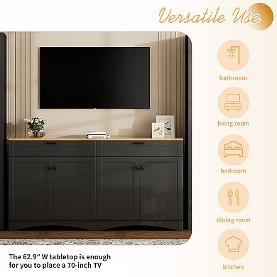 Merax Farmhouse TV Stand with 2 Drawers for TVs Up to 70"