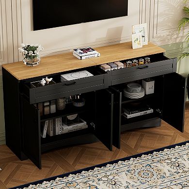 Merax Farmhouse TV Stand with 2 Drawers for TVs Up to 70"
