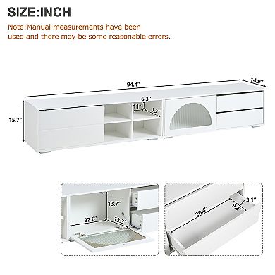 Merax Modern TV Stand with Fluted Glass Door for TVs Up to 100"