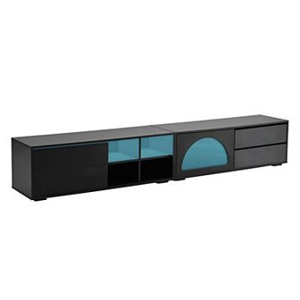 Merax Modern TV Stand with Fluted Glass Door for TVs Up to 100"