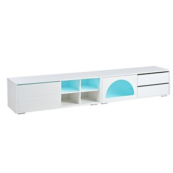 Merax Modern TV Stand with Fluted Glass Door for TVs Up to 100"