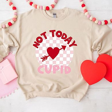 Not Today Cupid Checkered Sweatshirt