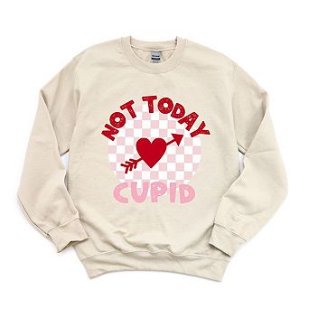 Not Today Cupid Checkered Sweatshirt