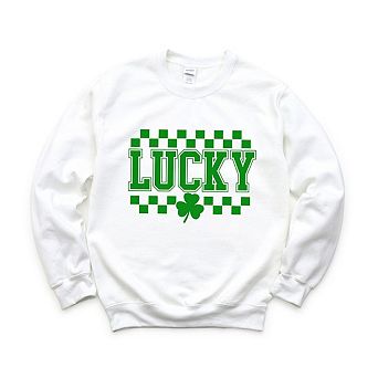 Checkered Lucky Shamrock Sweatshirt