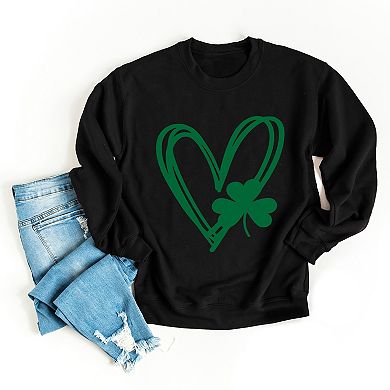 Simply Sage Market Hand Drawn Heart With Shamrock Sweatshirt