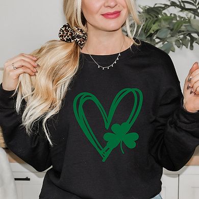 Simply Sage Market Hand Drawn Heart With Shamrock Sweatshirt
