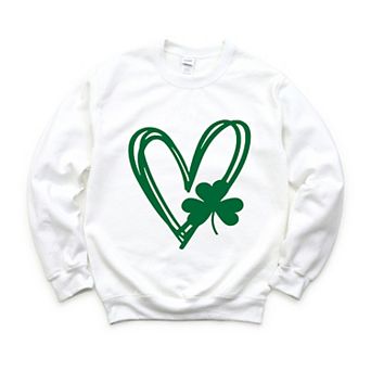 Simply Sage Market Hand Drawn Heart With Shamrock Sweatshirt